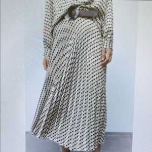 Multicolored Midi A-Line Pleated Skirt for Work